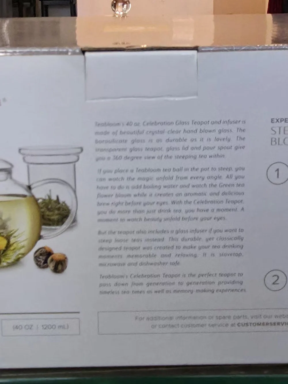 Teabloom Celebration Teapot, Blooming Flower Tea pods & Elegant Sugar Bowl Set